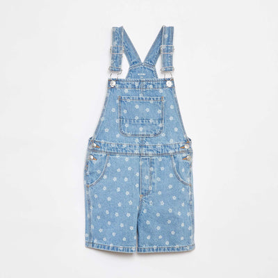 Salopette short en jean avec poche poitrine BLEU