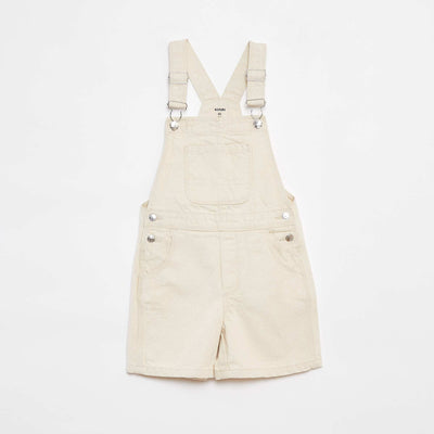 Salopette short en jean avec poche poitrine BLANC