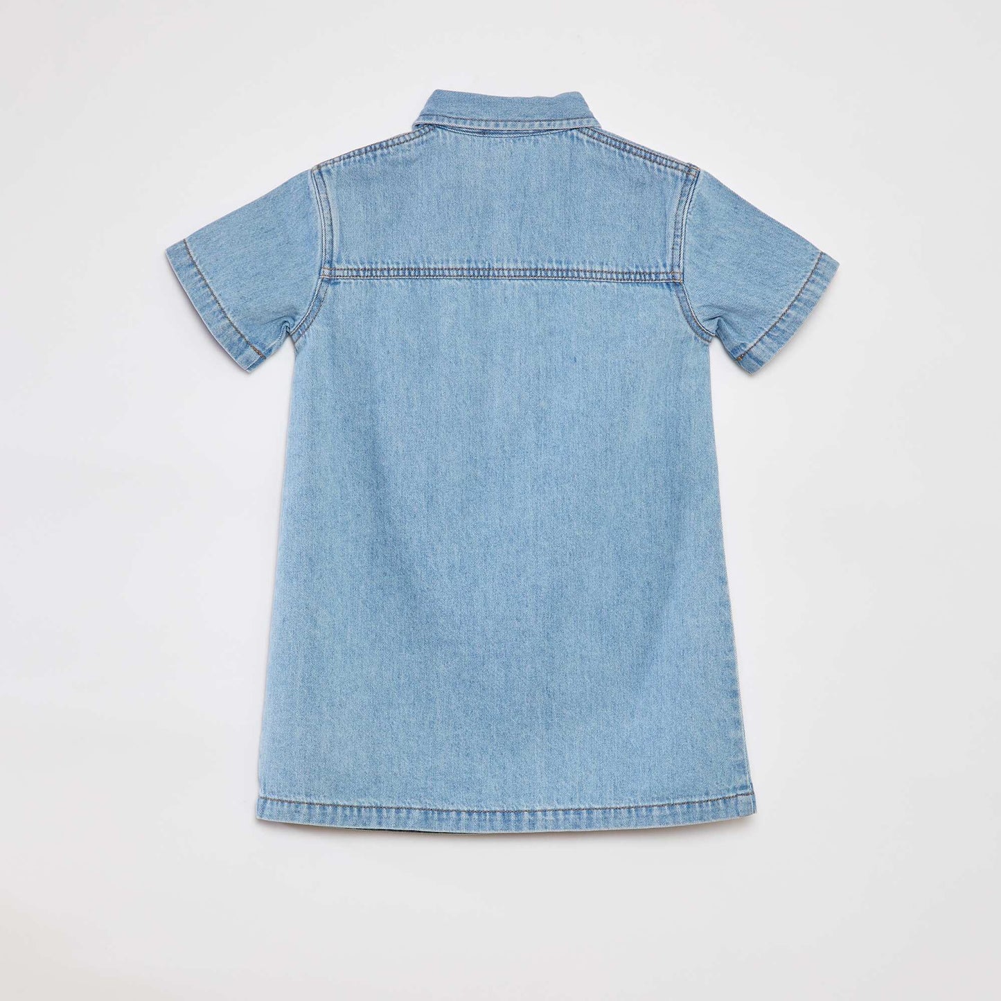 Robe courte en denim avec col chemisier BLEU