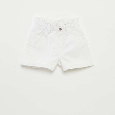 Short en jean avec revers à la base BLANC
