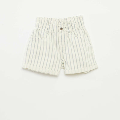 Short en jean avec revers à la base BLANC