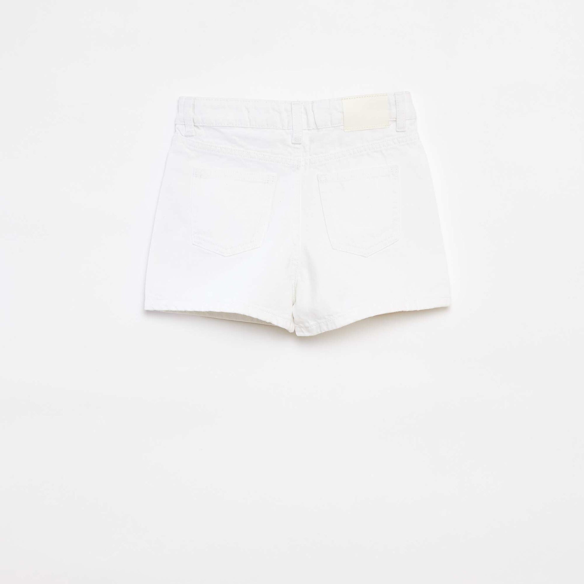 Short en denim avec broderies BLANC