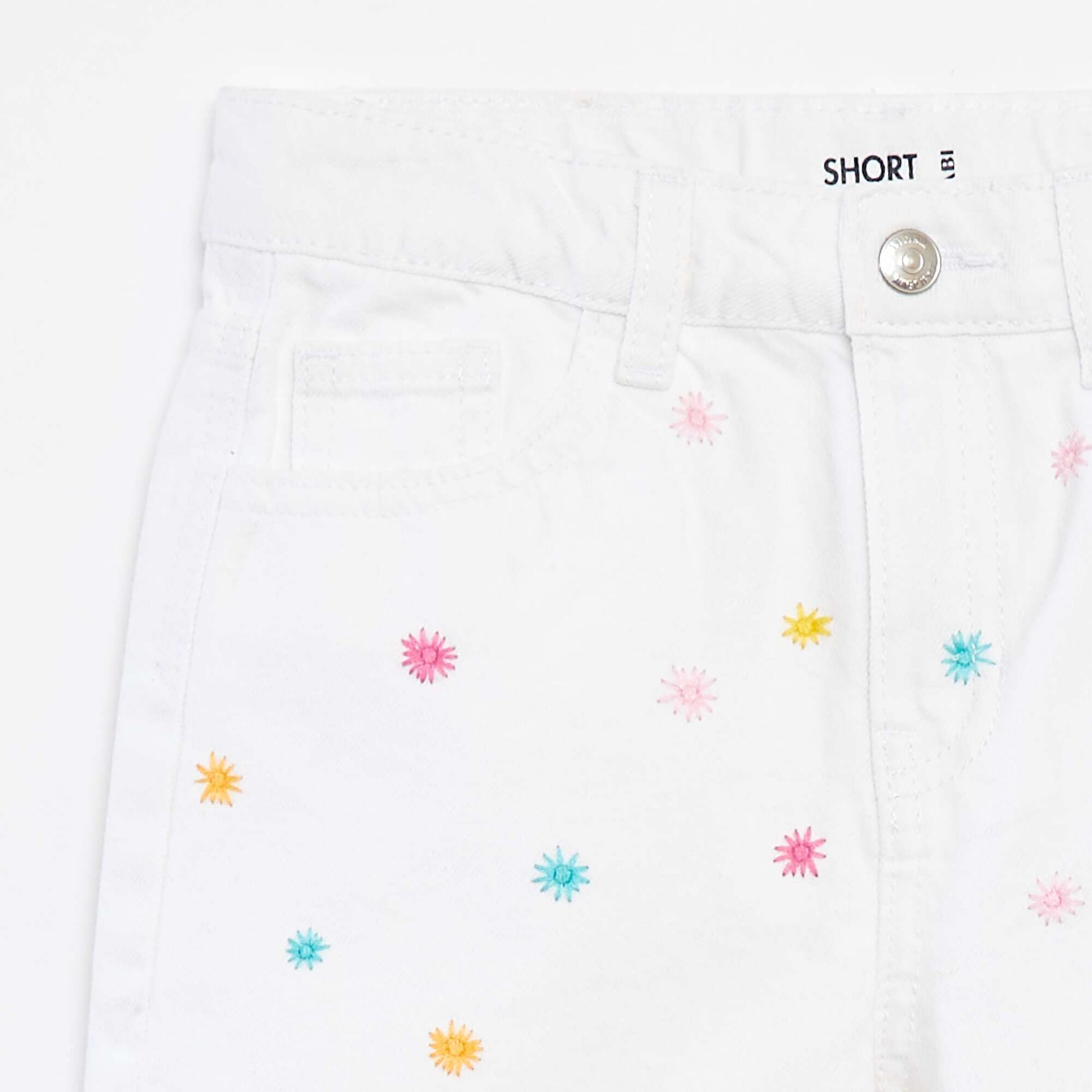 Short en denim avec broderies BLANC