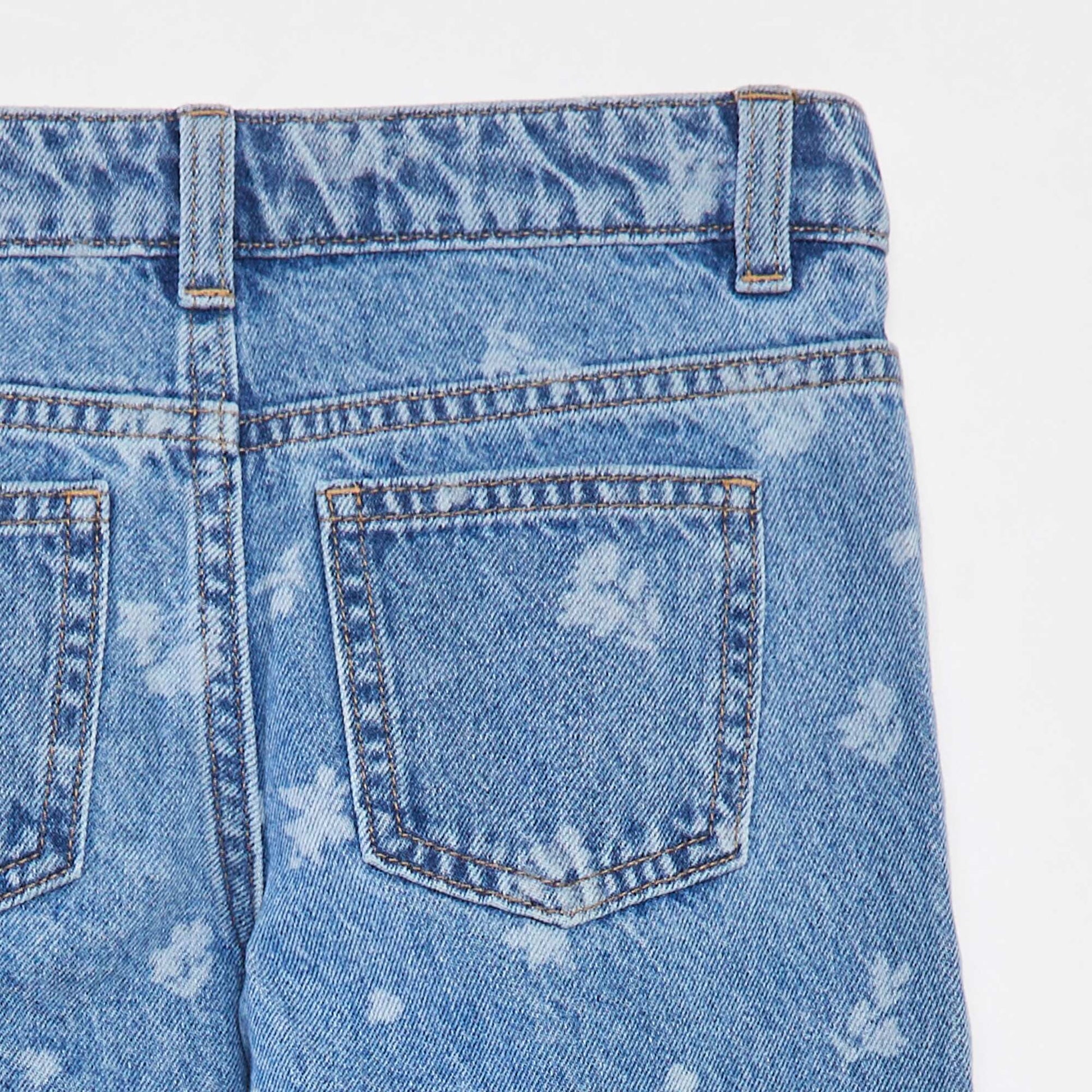 Jean mom avec motif floral BLEU