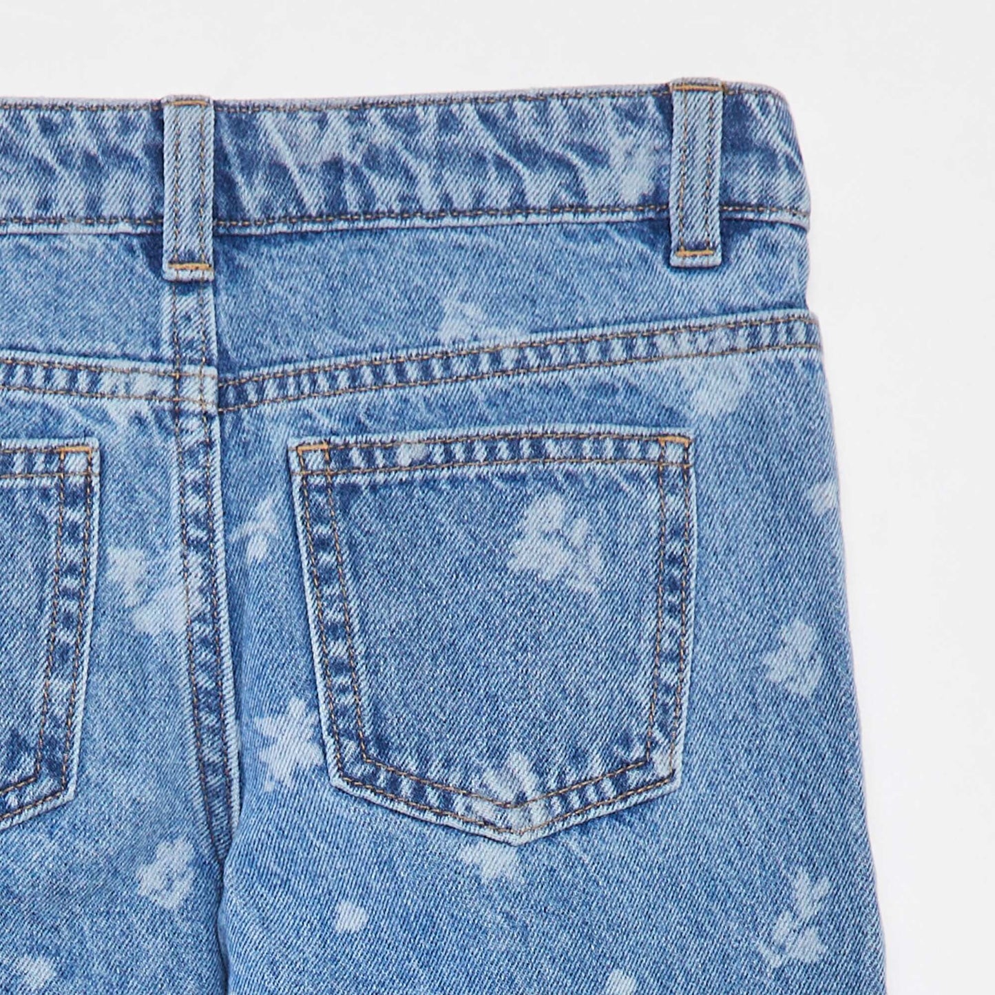 Jean mom avec motif floral BLEU