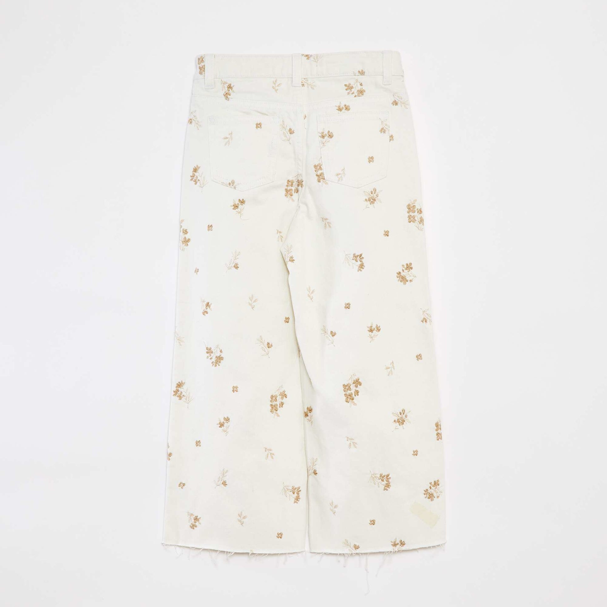 Jean mom avec motif floral BLANC