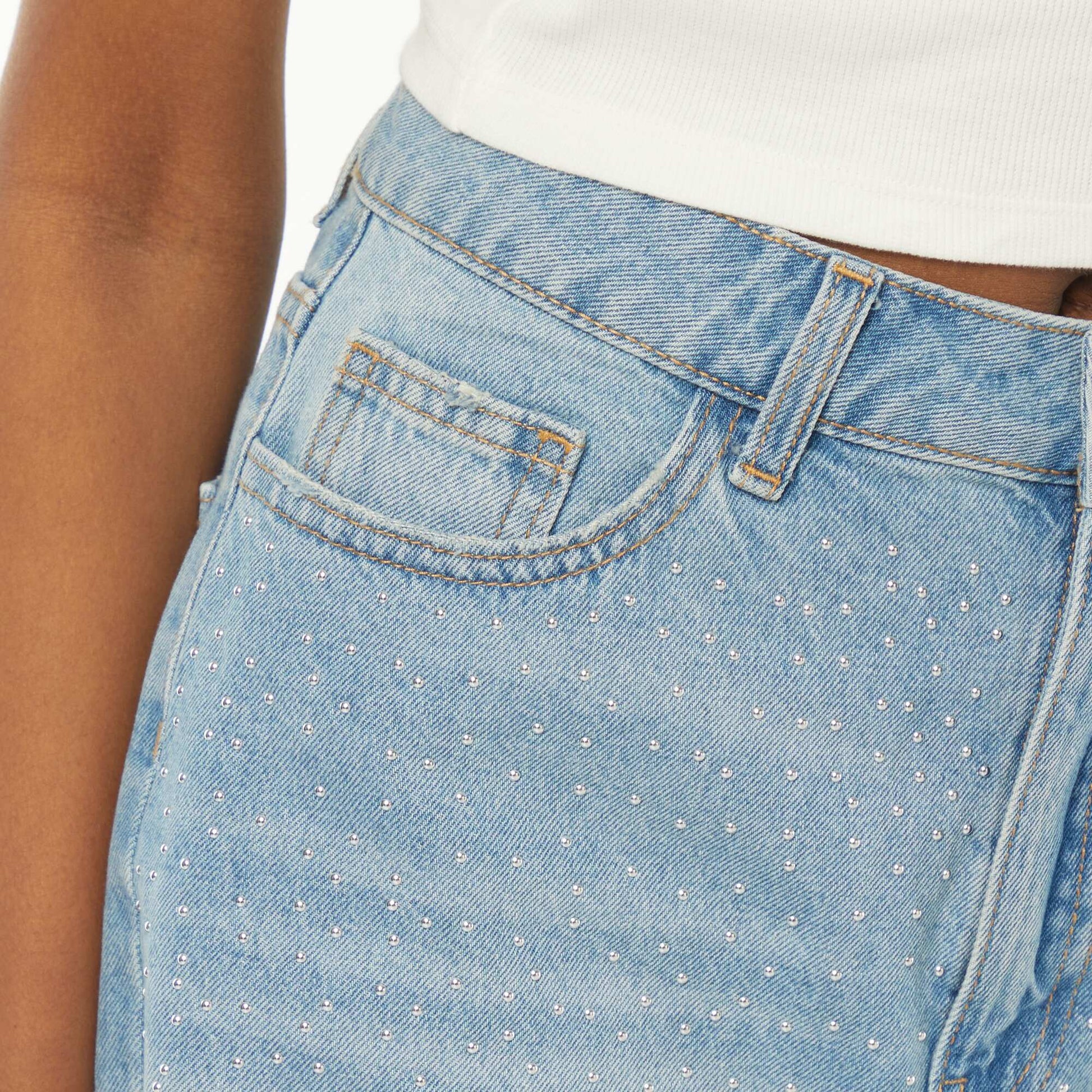 Bermuda en jean 5 poches avec strass BLEU