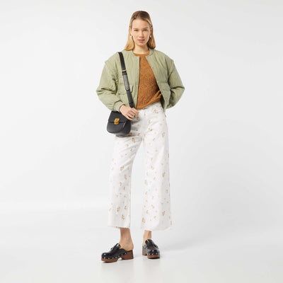 Pantalon denim wide leg BLANC