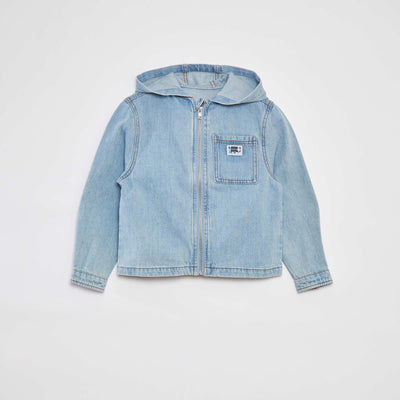 Veste en denim avec col capuche BLEU