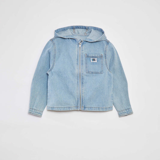 Veste en denim avec col capuche BLEU