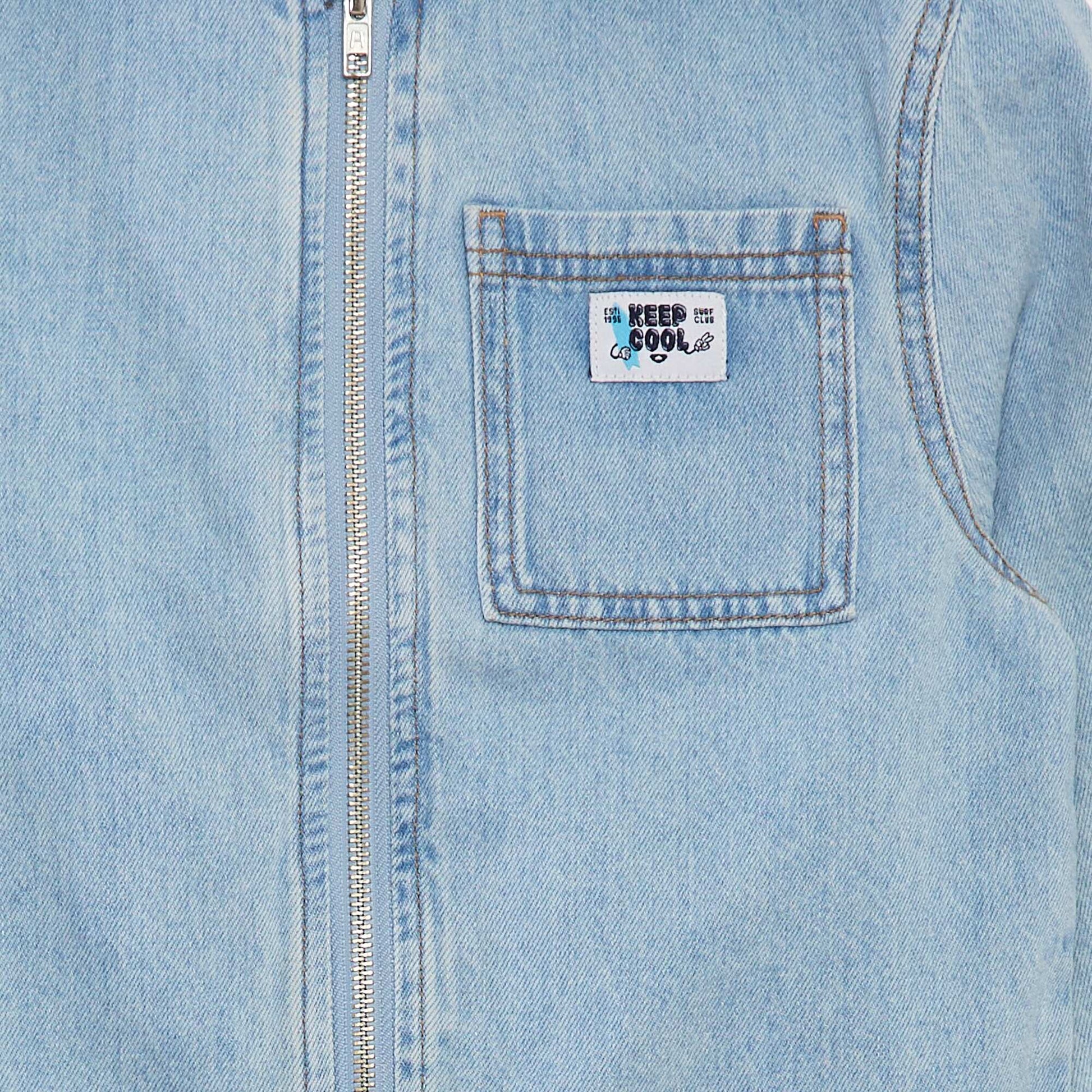Veste en denim avec col capuche BLEU
