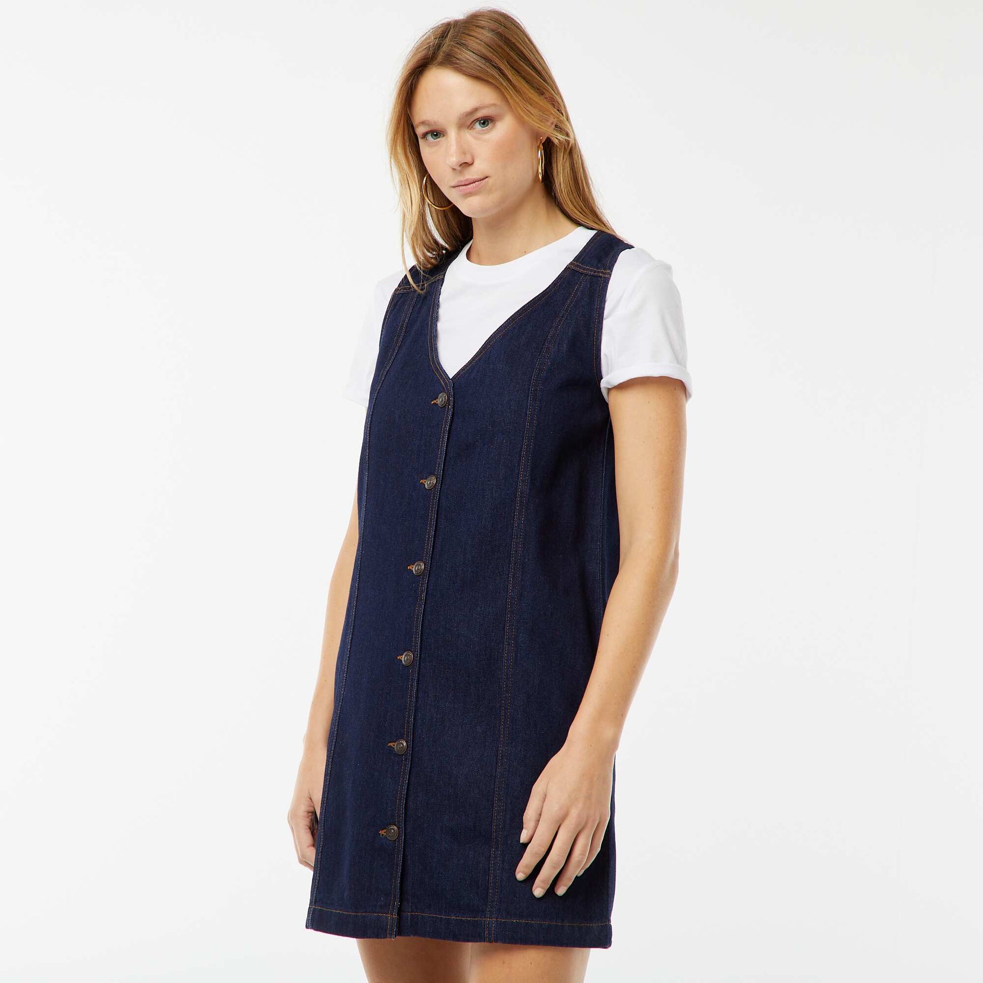 Robe en jean sans manches BLEU