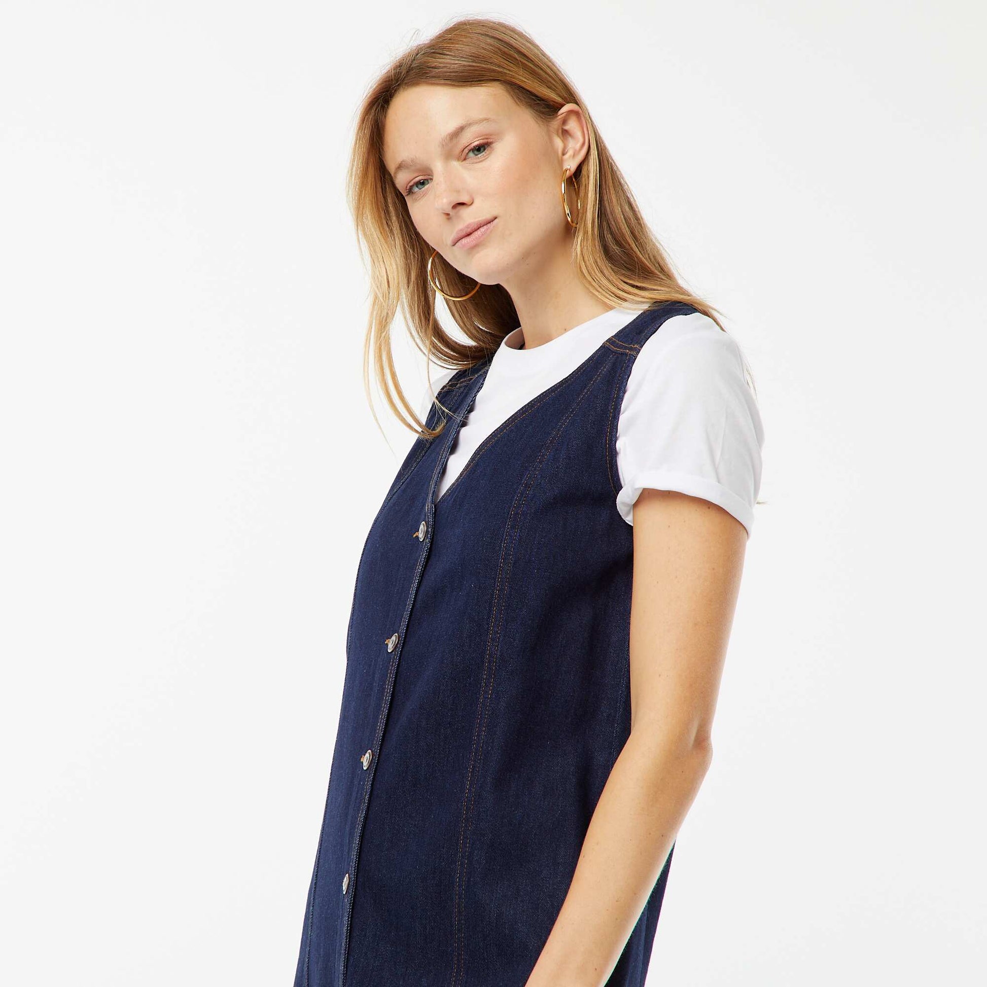 Robe en jean sans manches BLEU