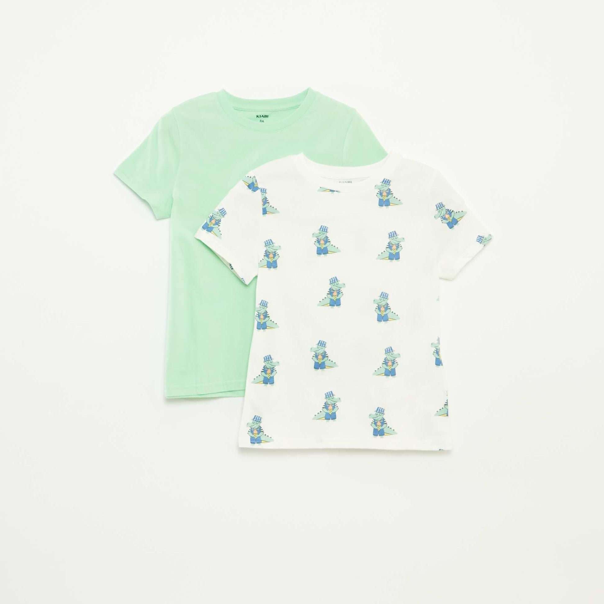 Lot de 2 t-shirts à manches courtes et col rond BLANC