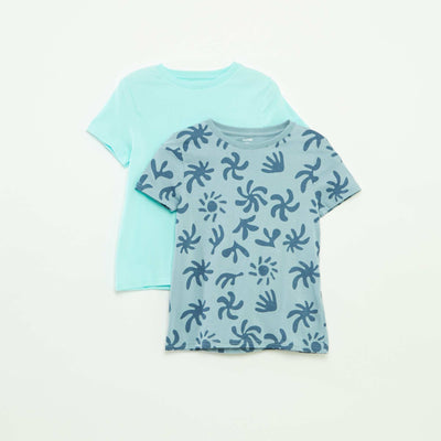 Lot de 2 t-shirts à manches courtes et col rond BLEU