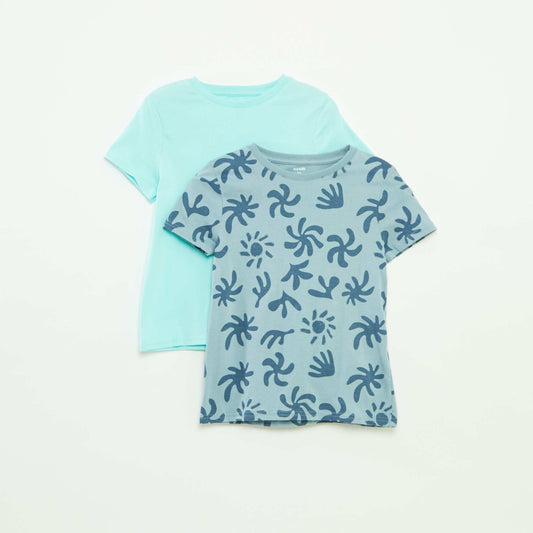 Lot de 2 t-shirts à manches courtes et col rond BLEU