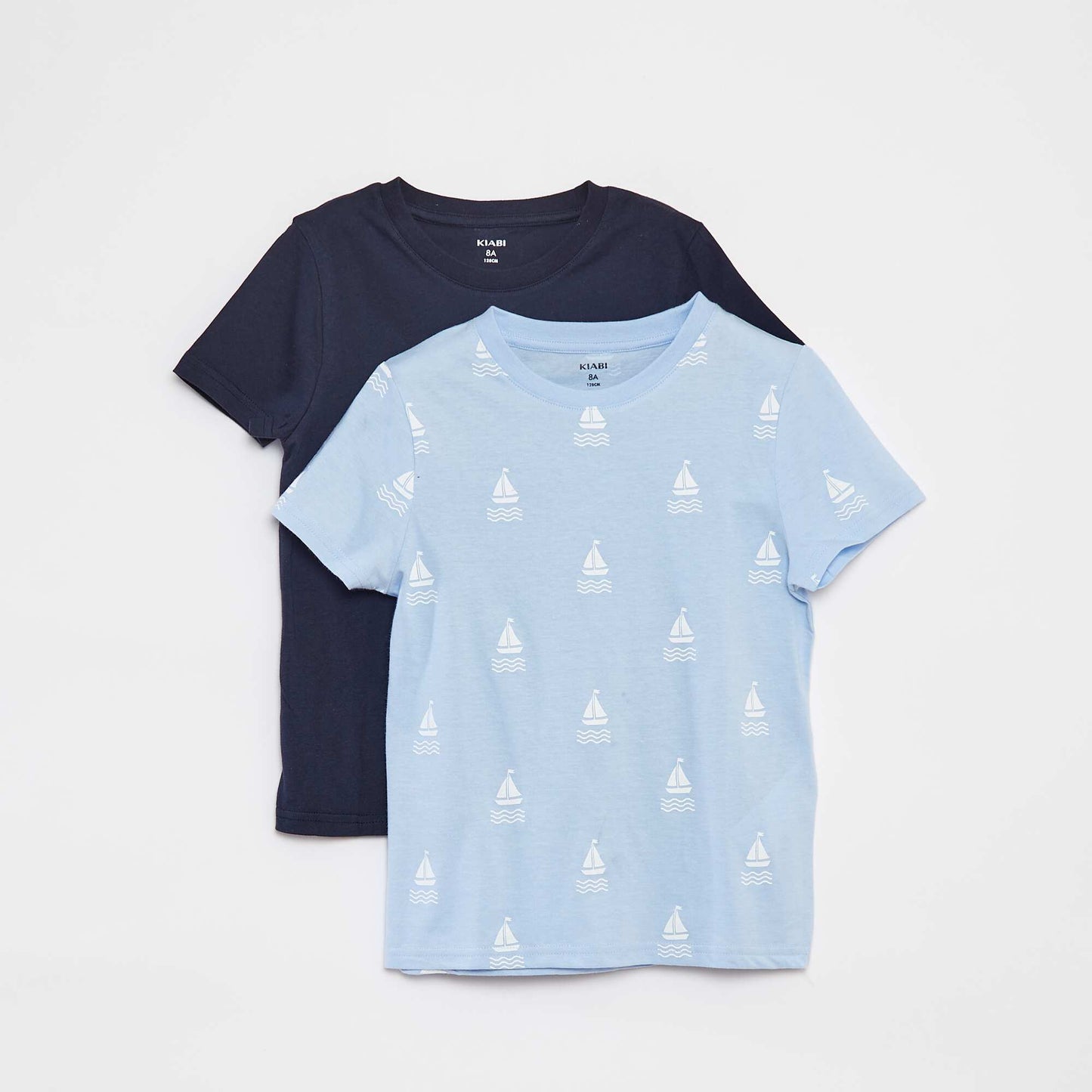 Lot de 2 t-shirts à manches courtes et col rond BLEU