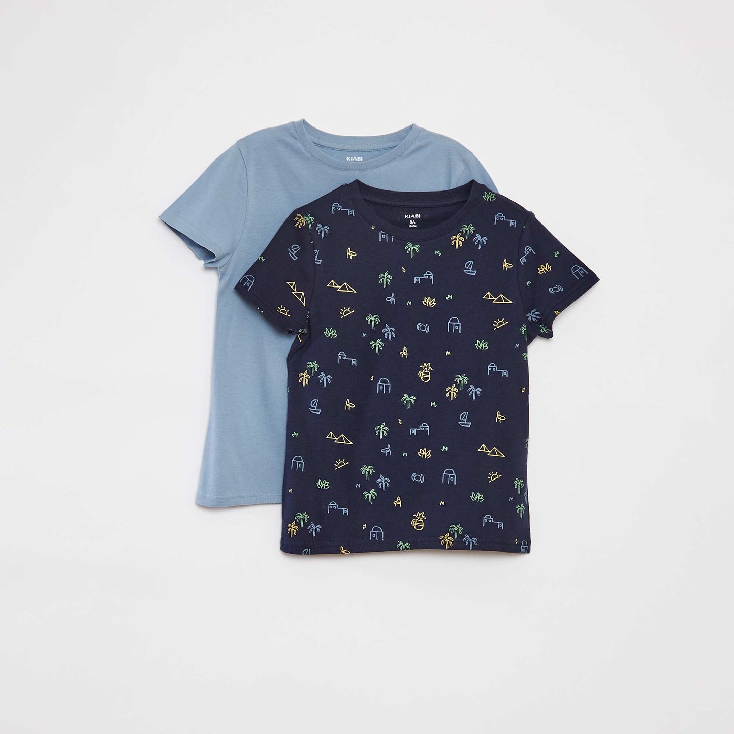 Lot de 2 t-shirts à manches courtes et col rond BLEU