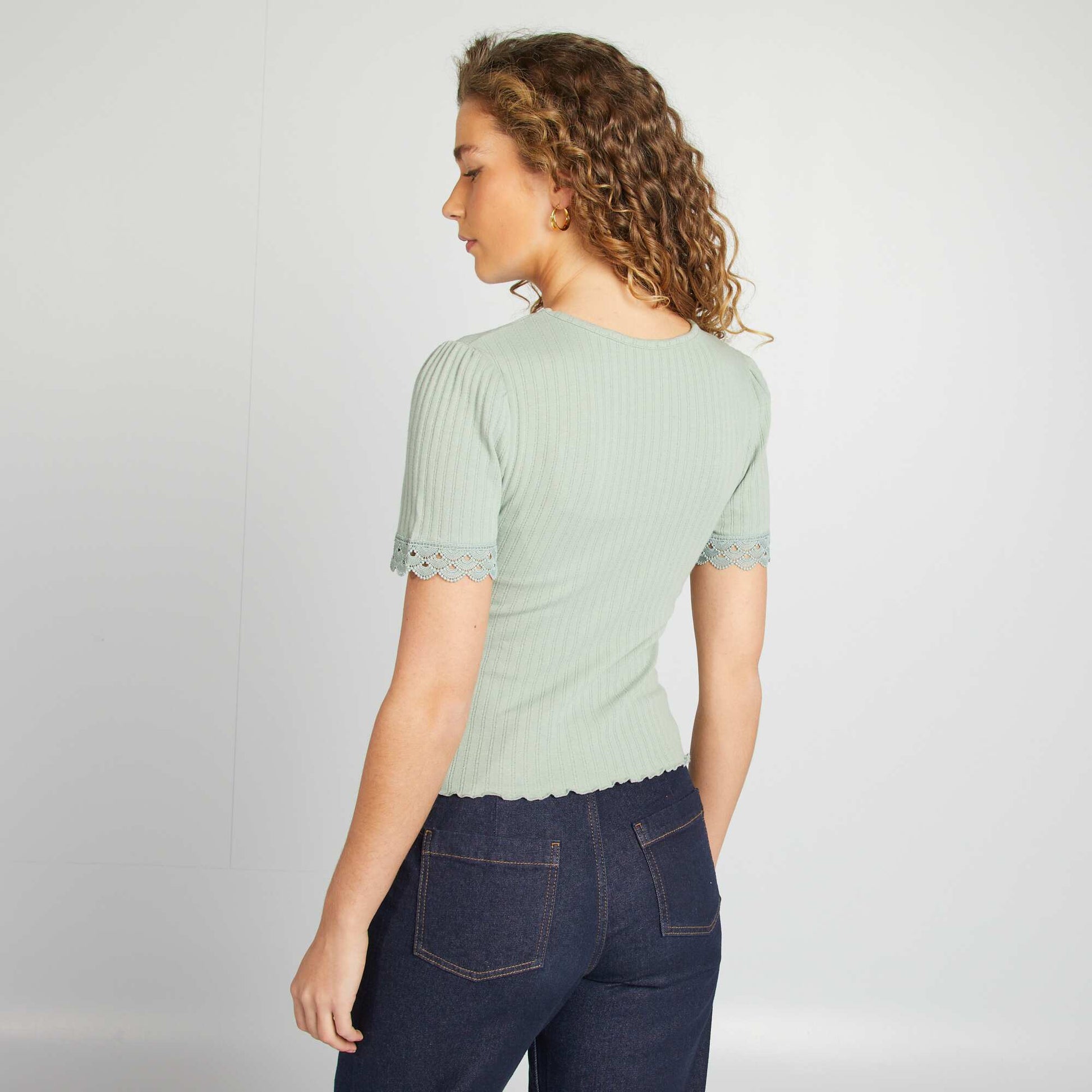 T-shirt manches courtes brodées VERT