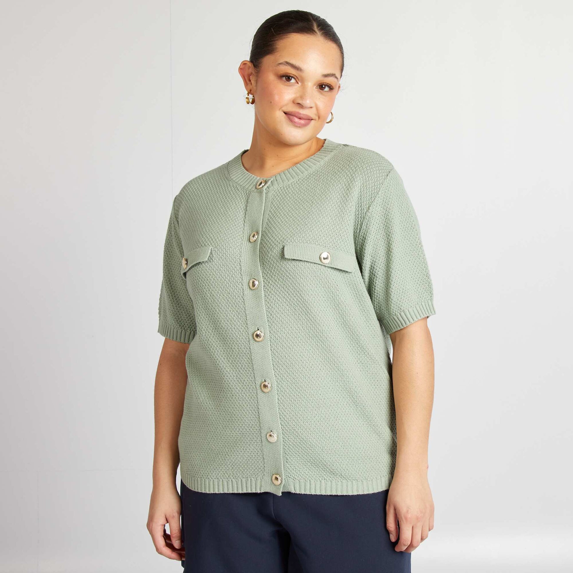 Gilet avec boutons argentés VERT