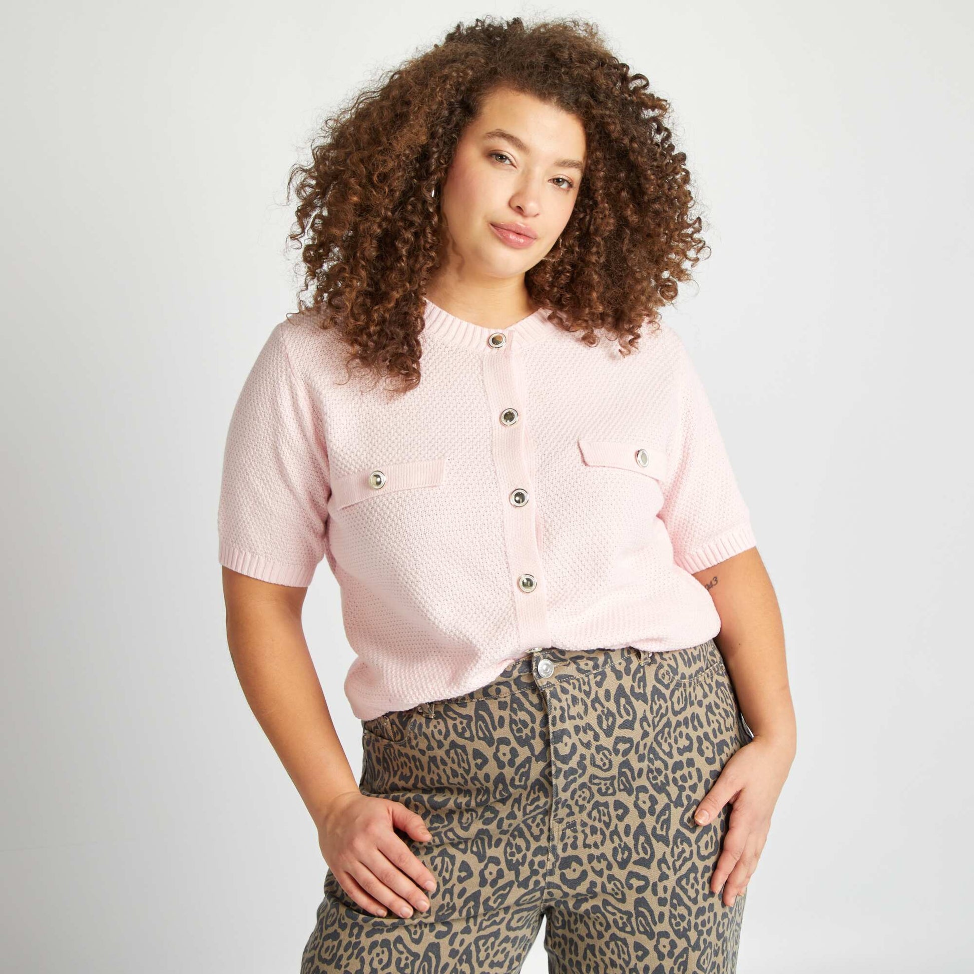 Gilet avec boutons argentés ROSE