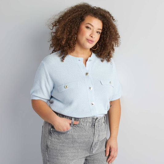 Gilet avec boutons argentés BLEU