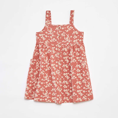Robe en lin mélangé à ouverture boutonnée ROUGE
