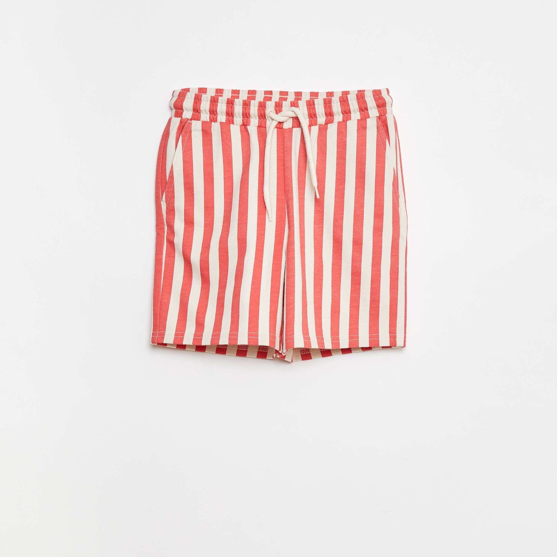 Short en molleton léger ROUGE RAYé