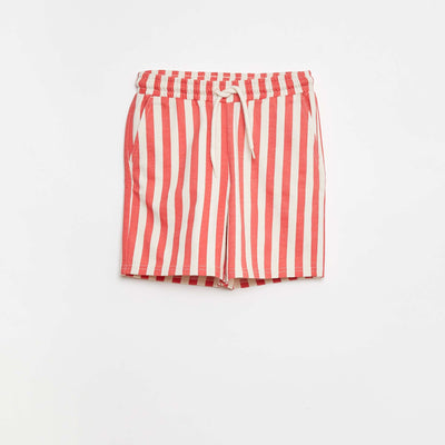 Short en molleton léger ROUGE RAYé