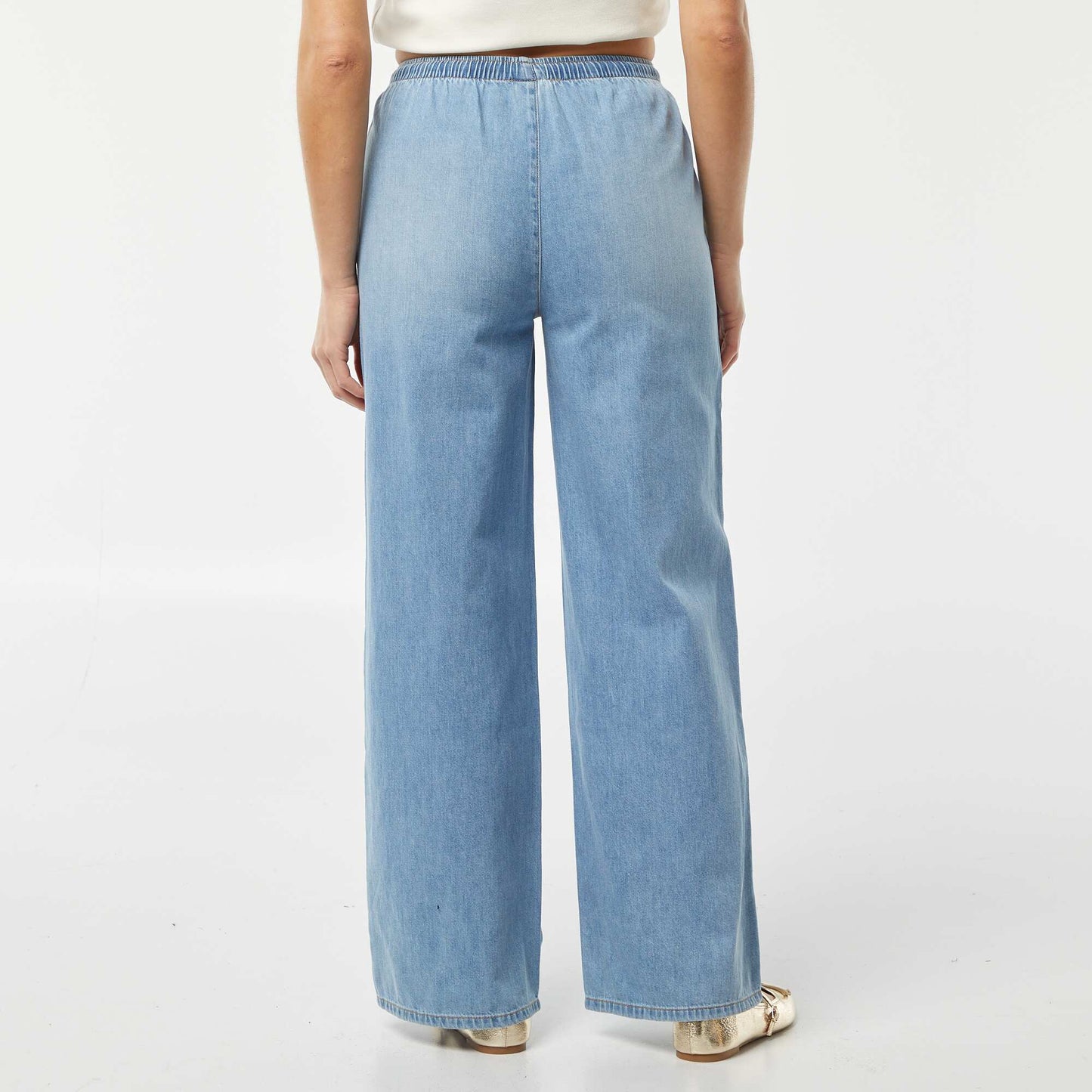 Pantalon denim élastiqué BLEU