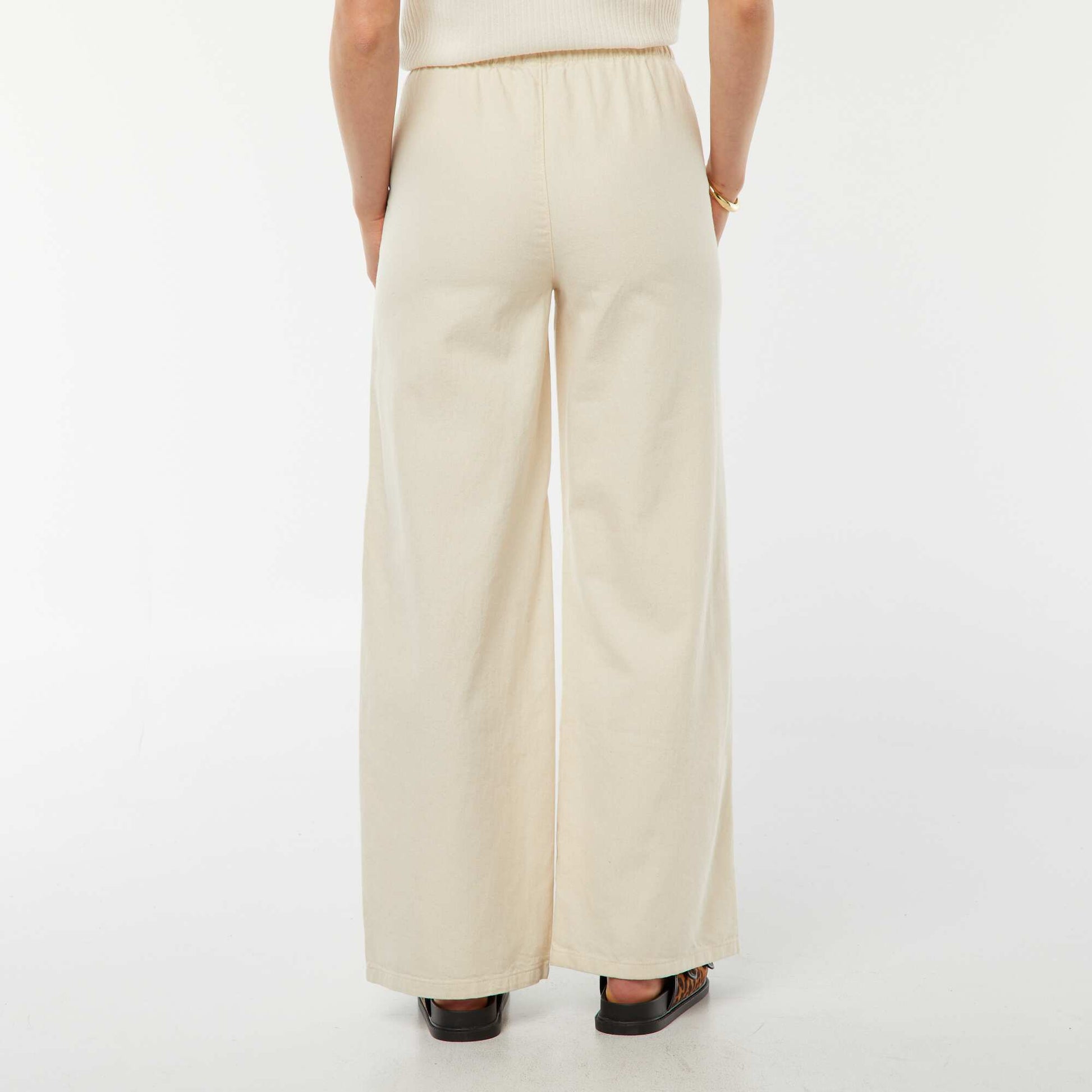 Pantalon denim élastiqué BLANC