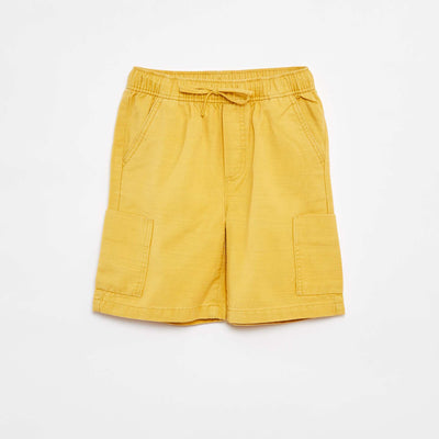 Bermuda uni en twill avec poches JAUNE