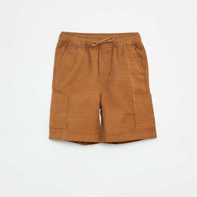 Bermuda uni en twill avec poches BEIGE