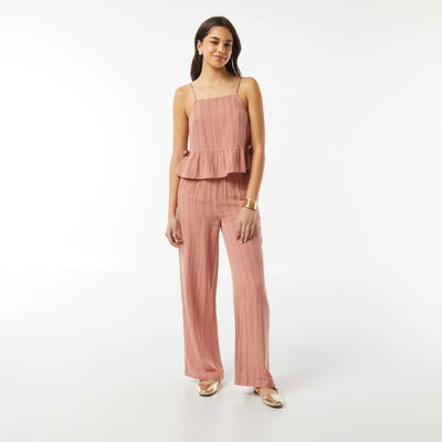 Pantalon large et fluide avec motif ROSE