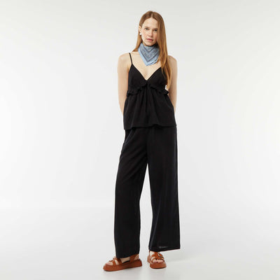 Pantalon large et fluide avec motif NOIR