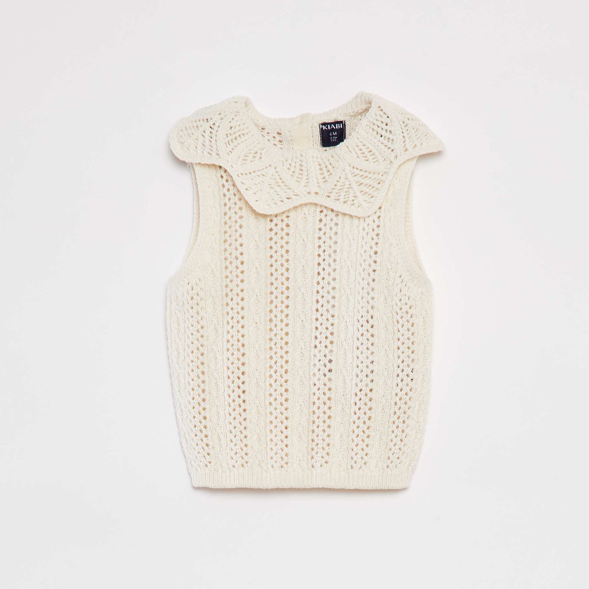 Pull sans manches avec maille et col fantaisistes BLANC