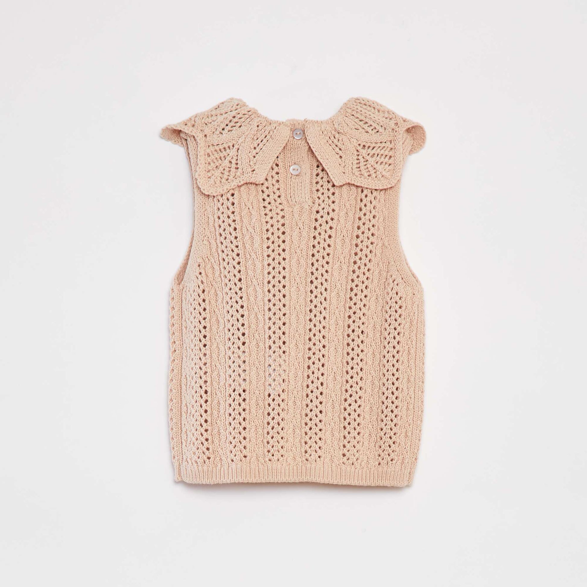 Pull sans manches avec maille et col fantaisistes ROSE