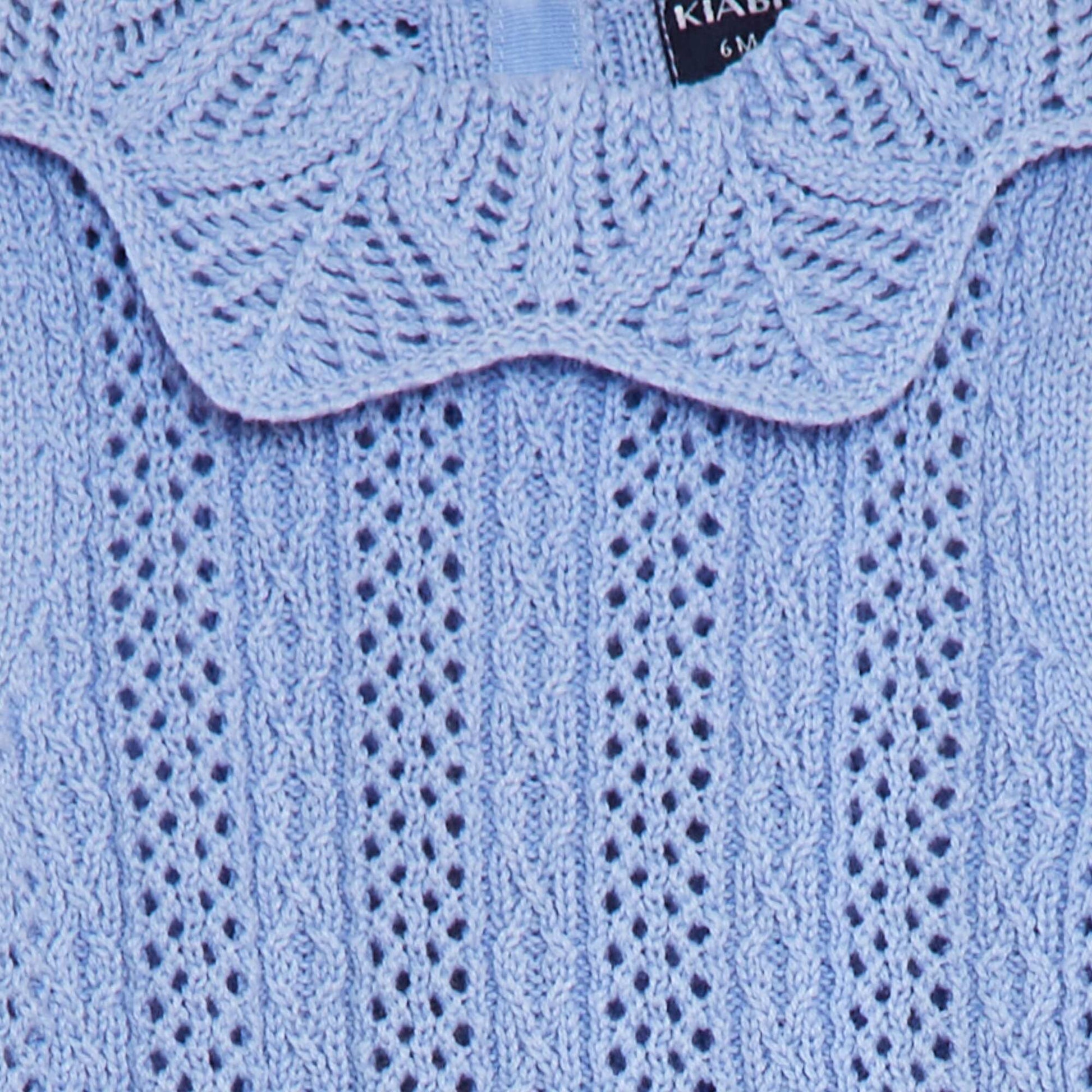 Pull sans manches avec maille et col fantaisistes BLEU