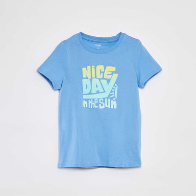 T-shirt imprimé manches courtes BLEU