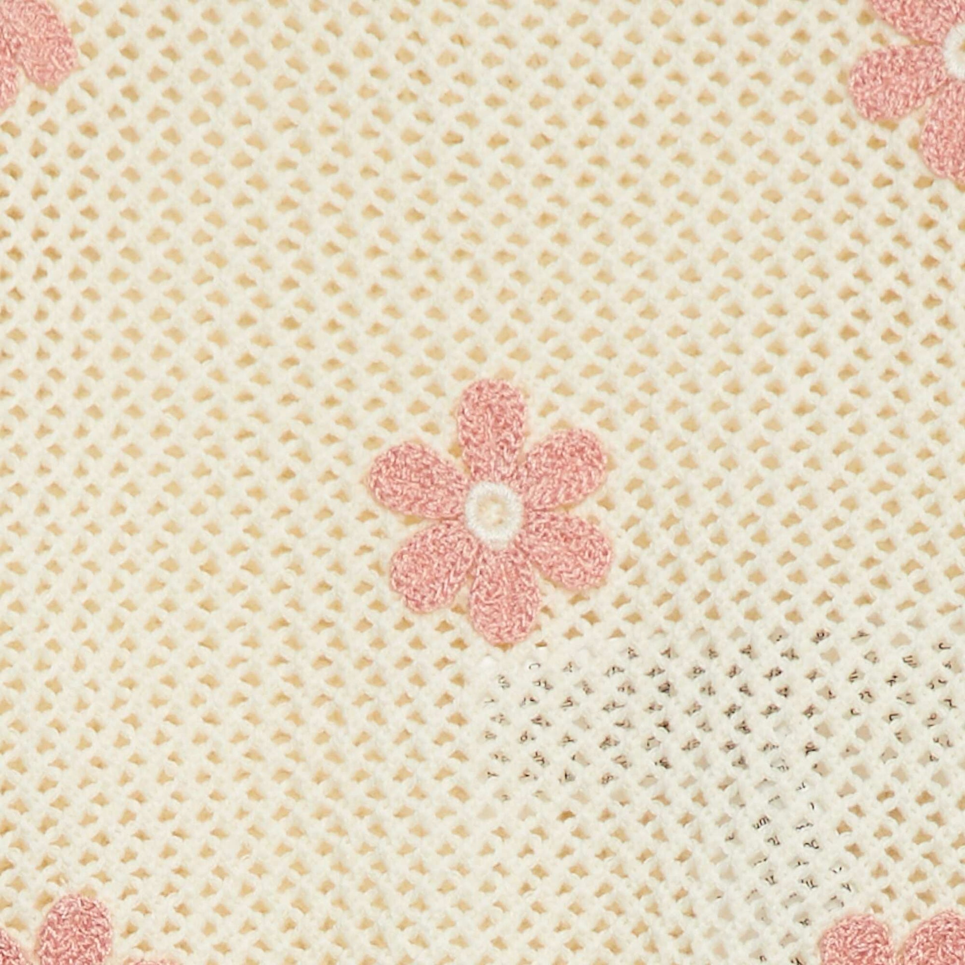 Pull en maille ajourée avec fleurs ROSE