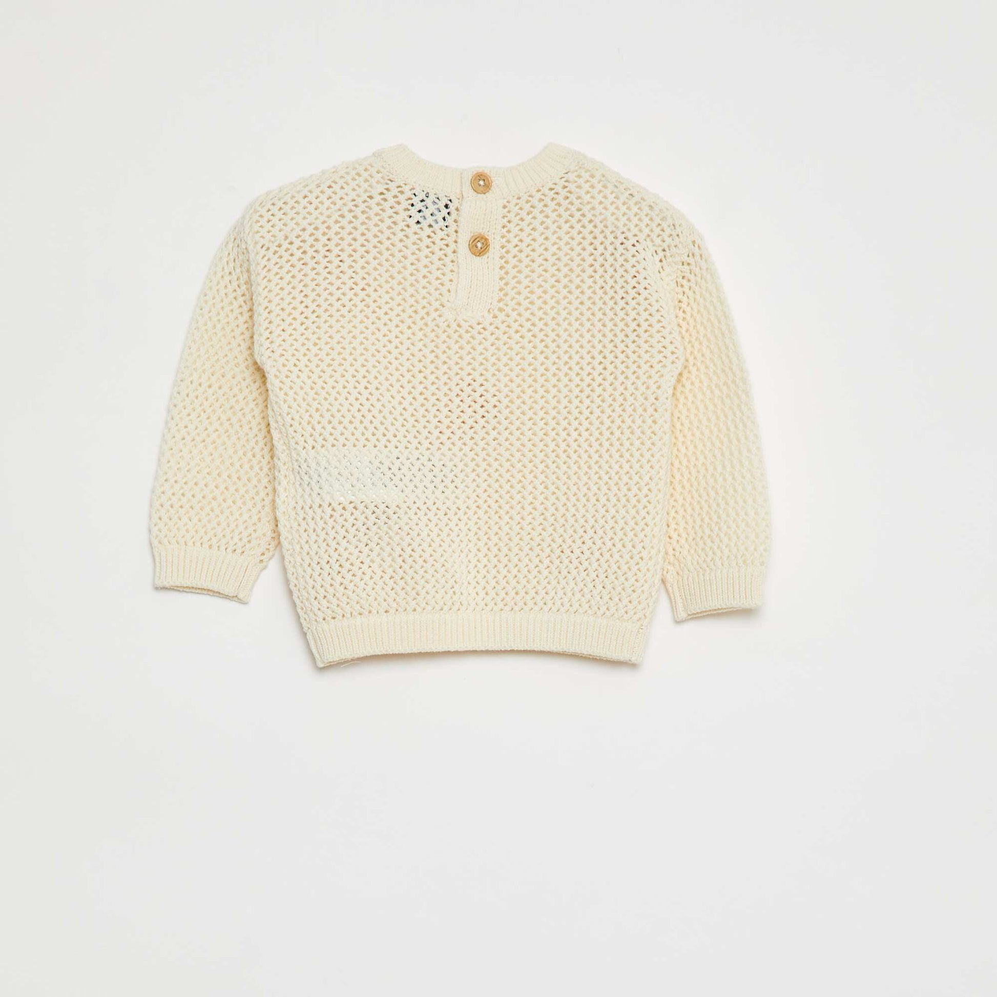 Pull en maille ajourée avec fleurs ROSE