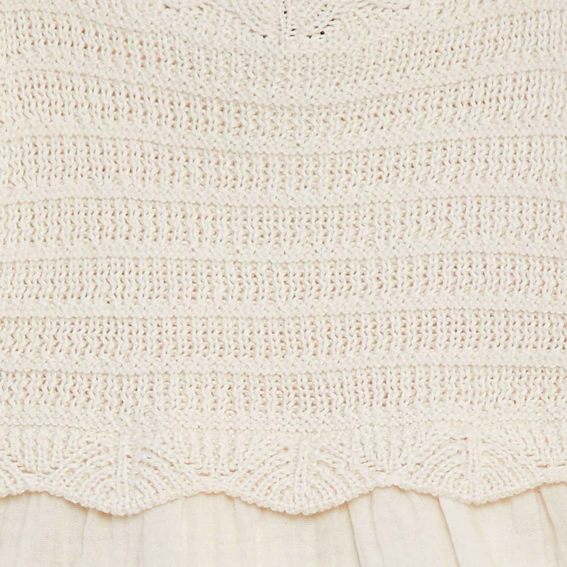 Sweat en crochet sans manches et base en voile de coton BEIGE