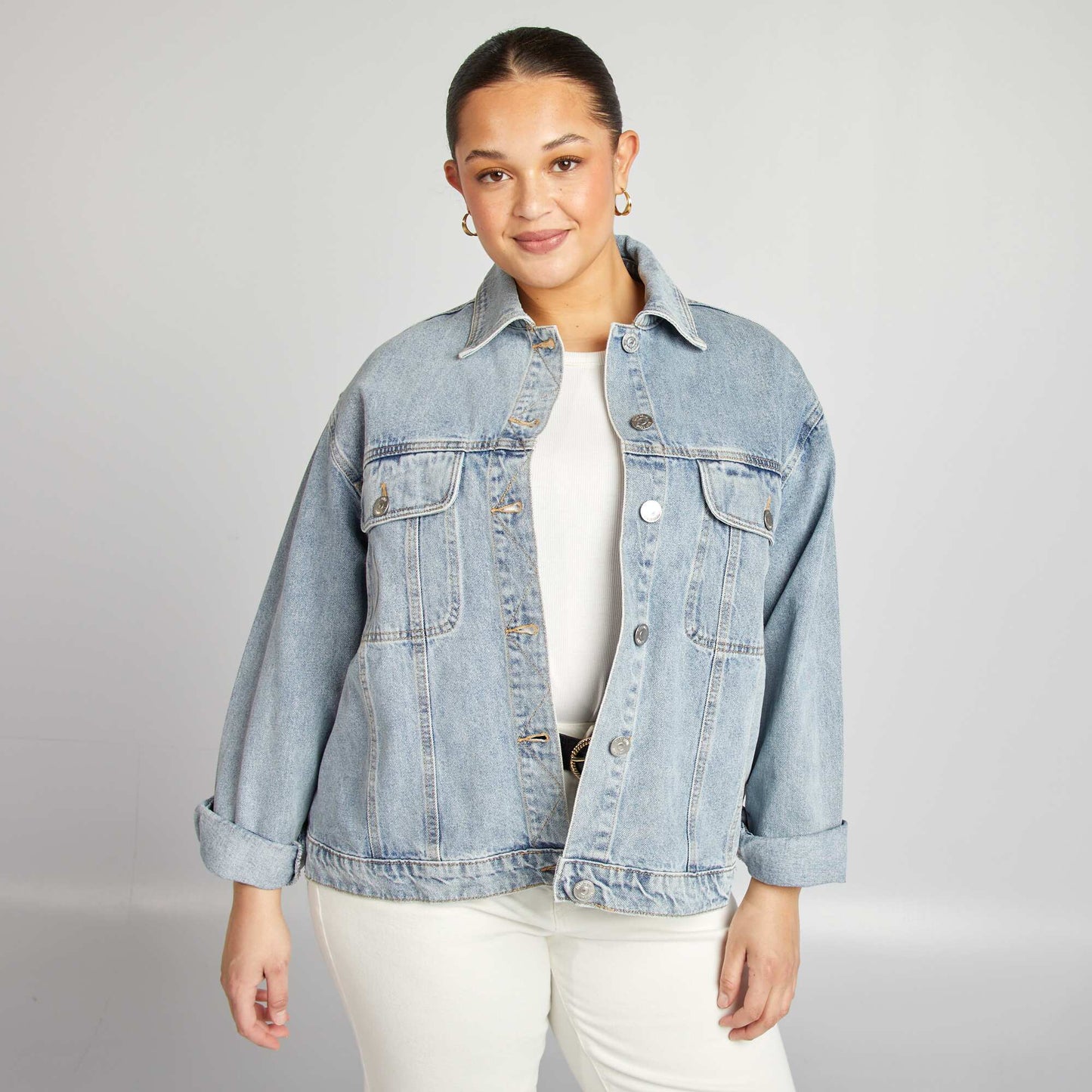 Veste en jean à manches longues BLEU