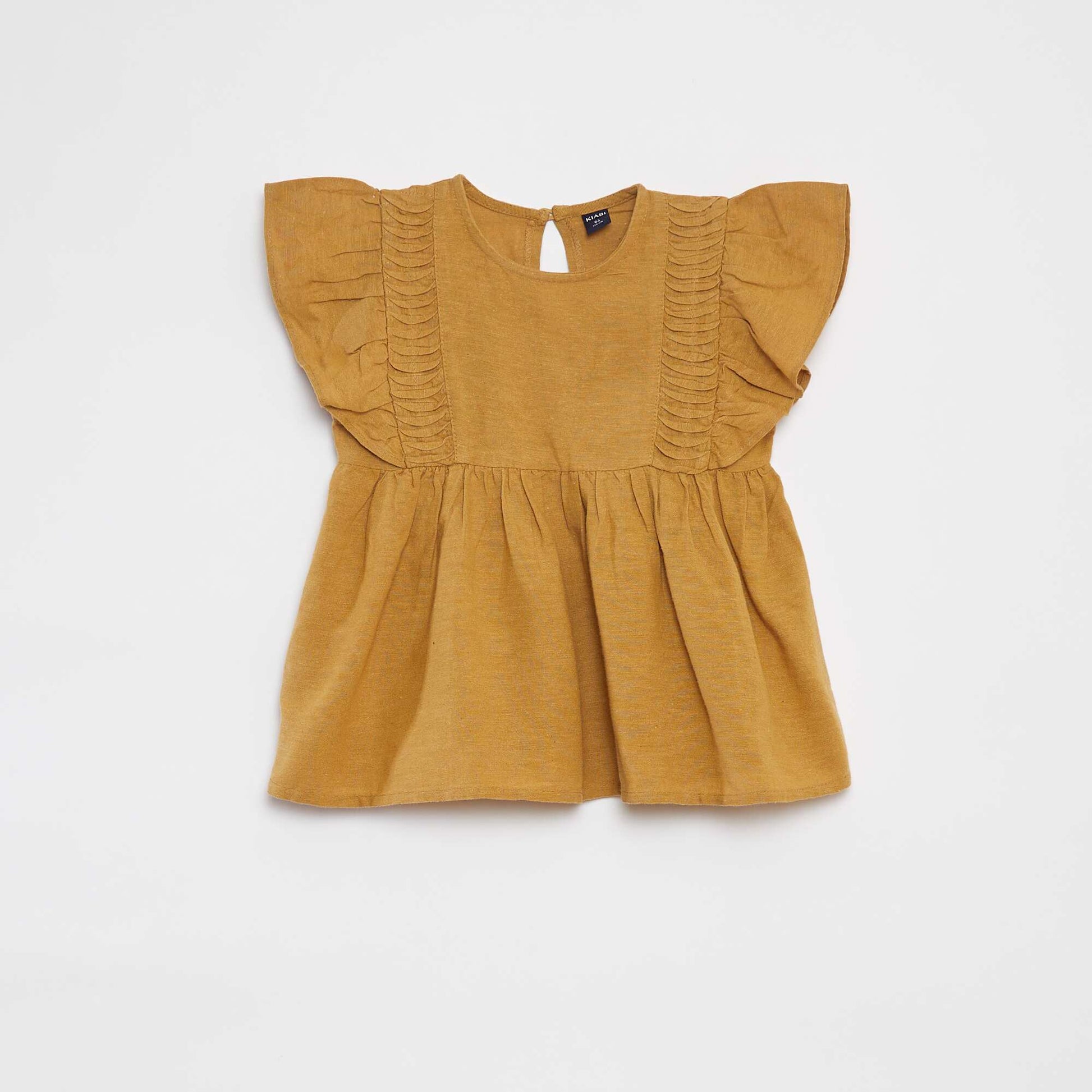 Blouse à manches courtes avec volants JAUNE