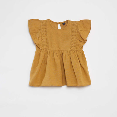 Blouse à manches courtes avec volants JAUNE