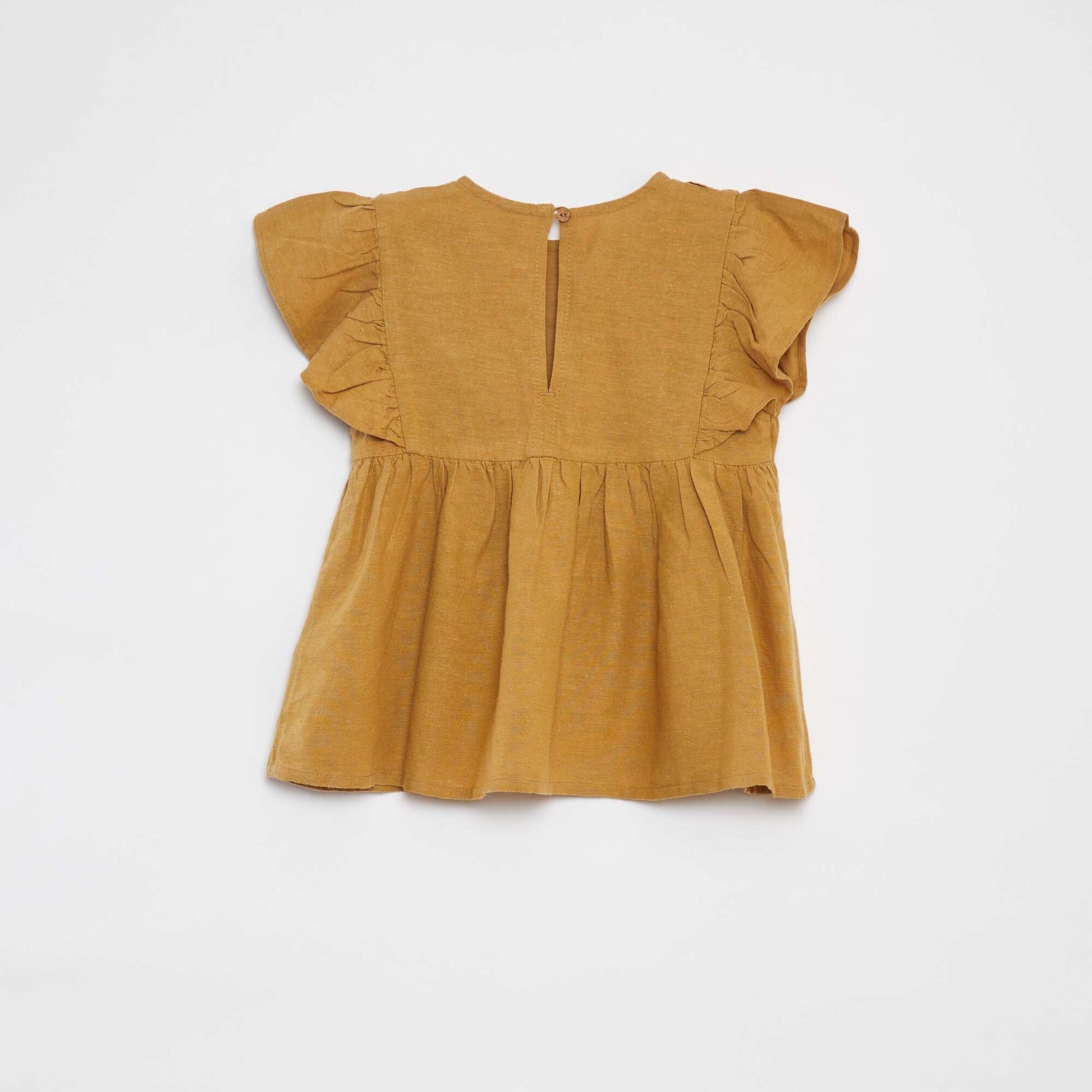 Blouse à manches courtes avec volants JAUNE
