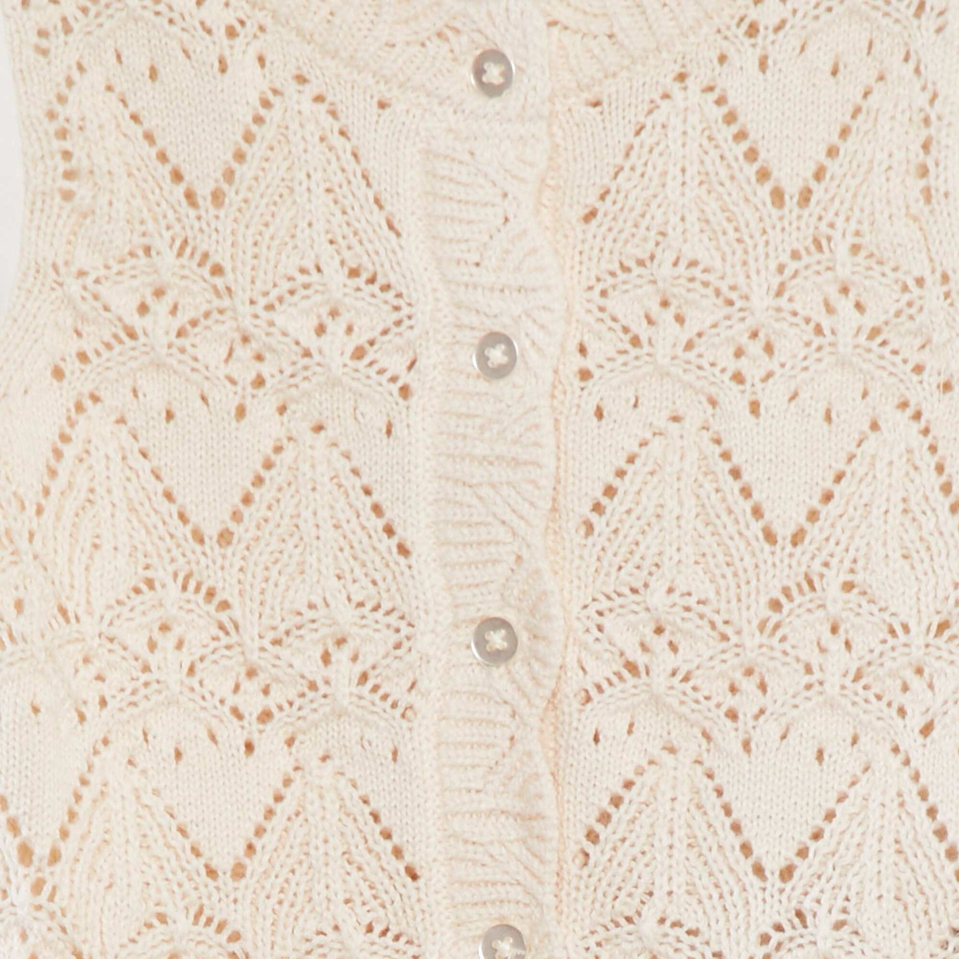 Gilet en tricot boutonné avec manches en gaze de coton BEIGE