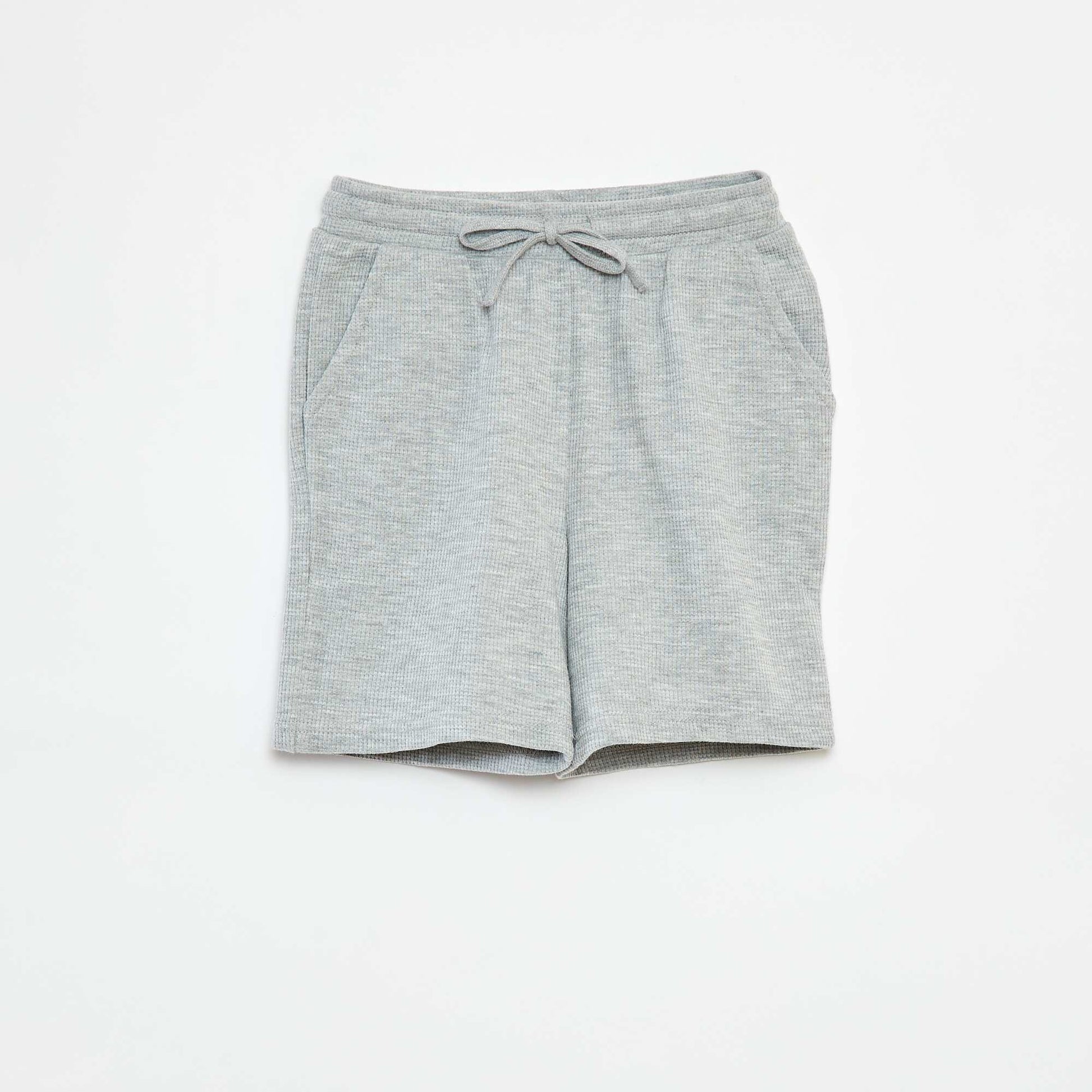 Short uni en maille gaufrée GRIS