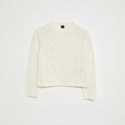Pull en maille ajourée BLANC