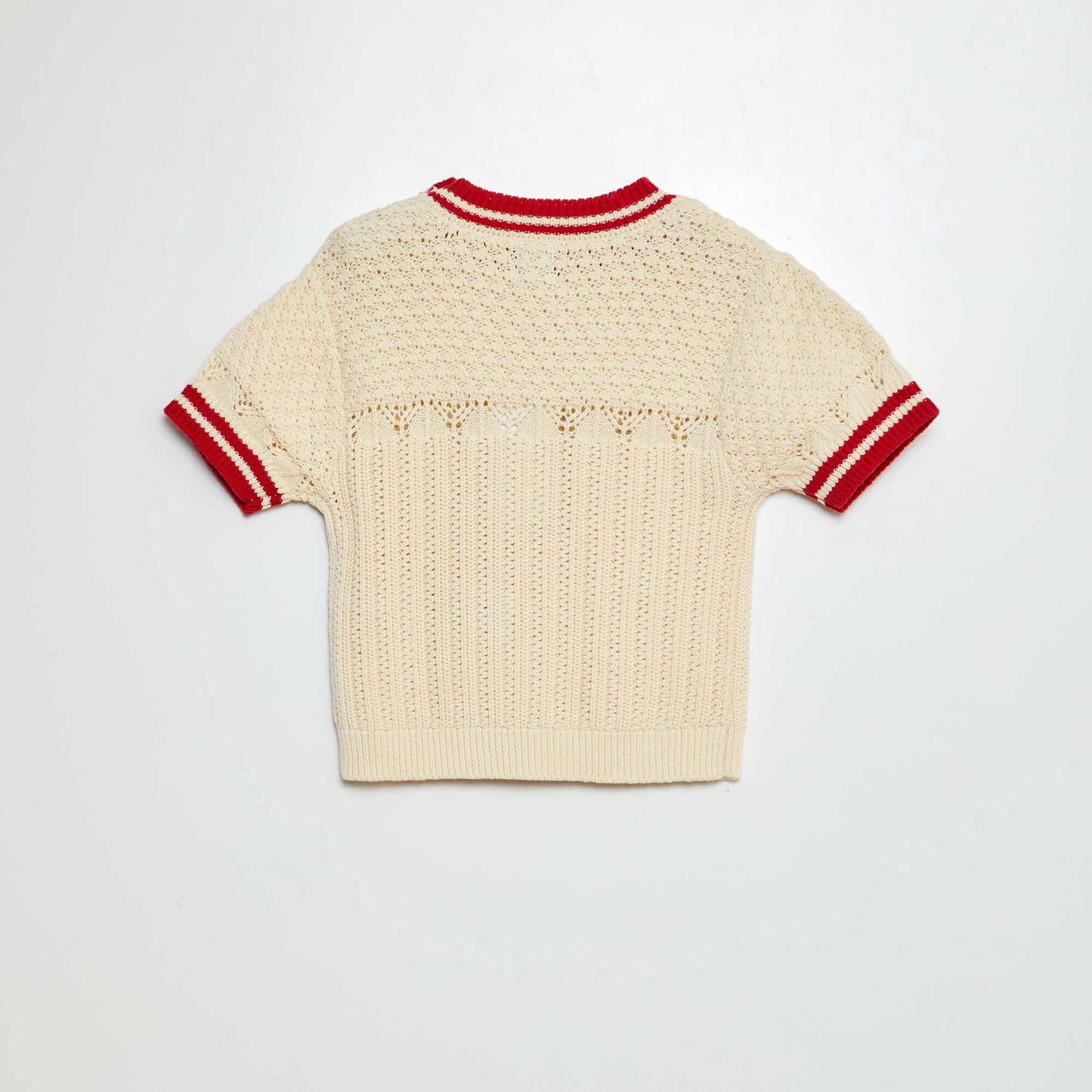 Pull à manches courtes avec maille ajourée BEIGE